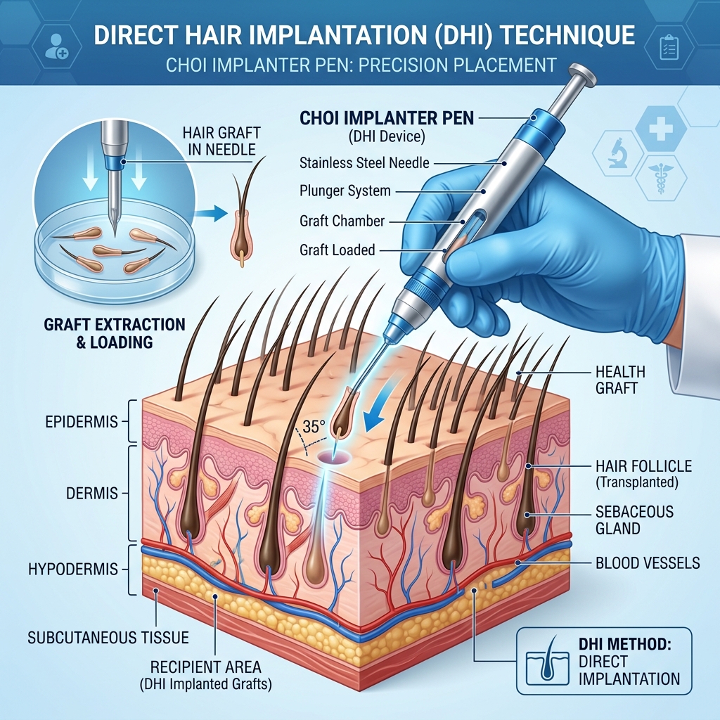 DHI Saç Ekimi Teknik İllüstrasyon